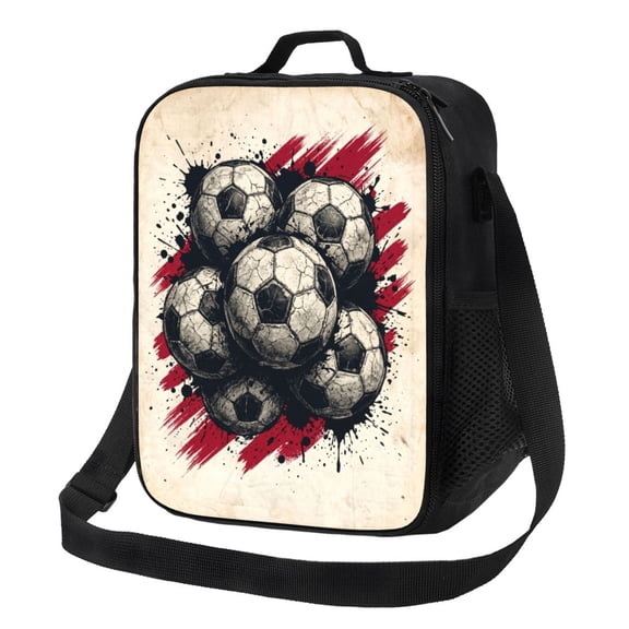 Soccer Ball Insulated Lunch Bag For Women & Men, Reusable Leak-Proof Lunch Box With Cooler Compartment, Lunch Tote For Adults Work Travel Picnic