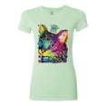 thumbnail image 2 of Wild Bobby, Dean Russo Cat Wearing a Crown Thinking Cat Crowned Cat Lover Women Slim Fit Junior Tee, Mint, Small, 2 of 5