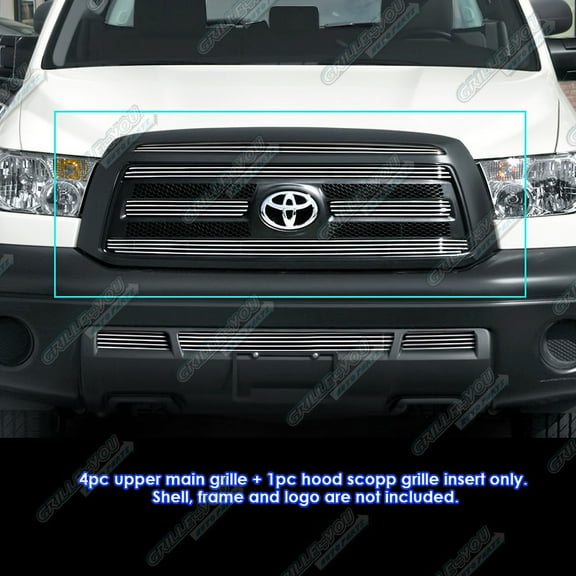 APS Compatible with Toyota Tundra 2010-2013 Main Upper Aluminum Chrome Polished Horizontal Billet Front Grill Grille Insert T66758A