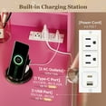 thumbnail image 3 of Furmax Drawers Mirror USB Power Outlet Vanity Desk Table Set Pink, 3 of 7