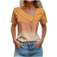 thumbnail image 2 of ALLLIST Orange Trendy Tops for Women 2024 V-Neck Short Sleeve Gradient Button Casual T-Shirts Womens Tees, 2 of 5