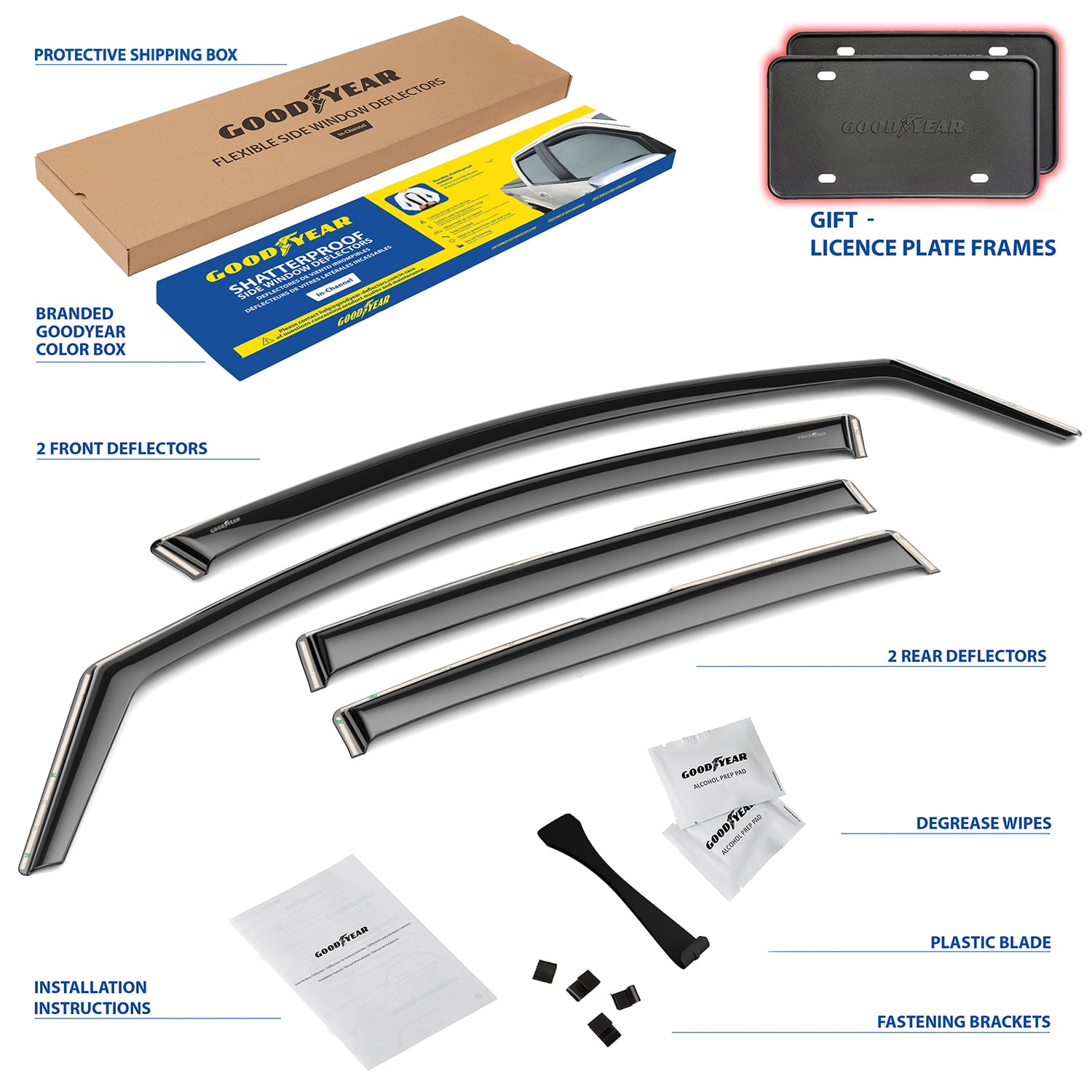 Goodyear Shatterproof in-Channel Window Deflectors for Subaru XV Crosstrek 2018-2023/Subaru Impreza 2017-2023, Rain Guards, Window Visors for Cars, Vent Deflector, Car Accessories, 4 pcs - GY003477