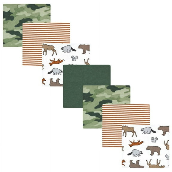 Hudson Baby Infant Boy Cotton Rich Flannel Receiving Blankets Bundle, Animal Adventure, One Size