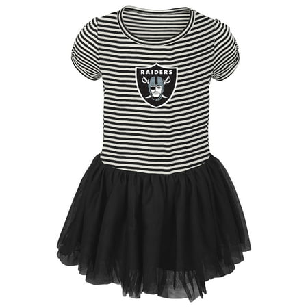 Oakland Raiders Girls Toddler Celebration Tutu Sequins Dress - Black/White