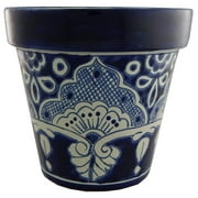 Mexican Talavera Planter Ceramic Flower Pot Folk Art Pottery Garden Handmade # 19