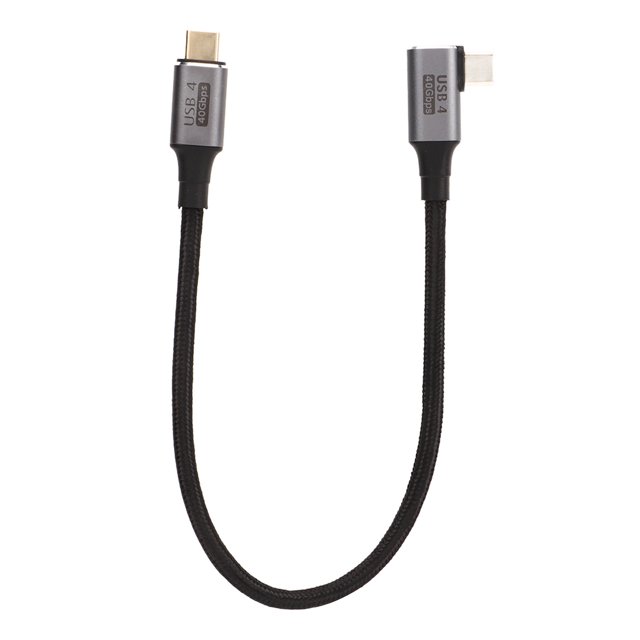 Cable tipo C a tipo C de 0,3 m, Cable cargador USB de alta flexibilidad en ángulo recto de 40Gbps para transmisión de carga