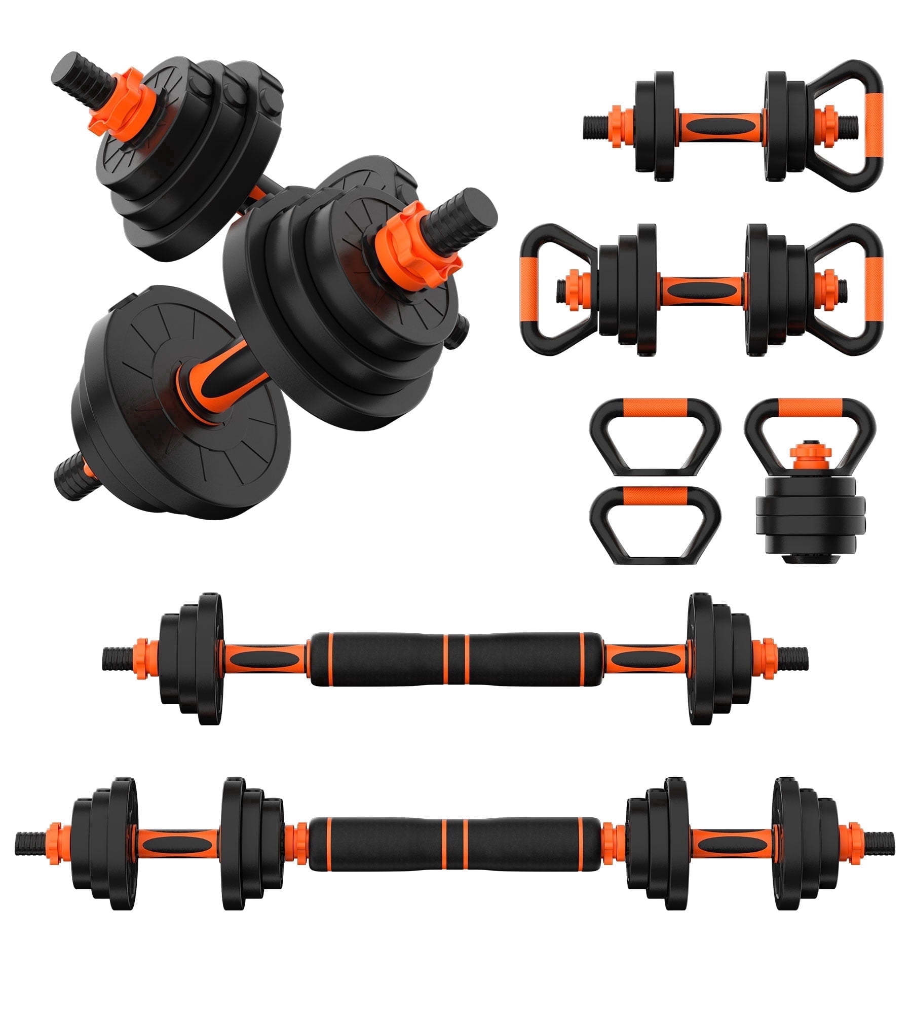 4-in-1 Adjustable Dumbbell Set, 70Lbs (35 Lbs Each), Free Weights with Connector, Used as Kettlebell/Barbell/Push up Stand, Upgraded Lock Nut, Home Gym Equipment for Strength Training