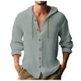 thumbnail image 1 of Chemise à Manches Longues pour Hommes - Cardigan Décontracté Uni pour les Vacances, Design à Capuche, à la Mode et Confortable, 1 of 5