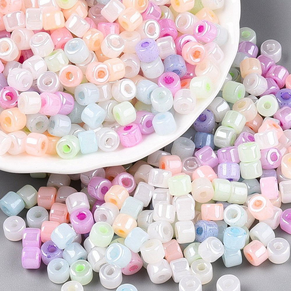 1 pound Glass Seed Beads Ceylon Round Hole Cylinder Mixed color 4x5.5mm Hole: 1.8mm 2500pcs/pound