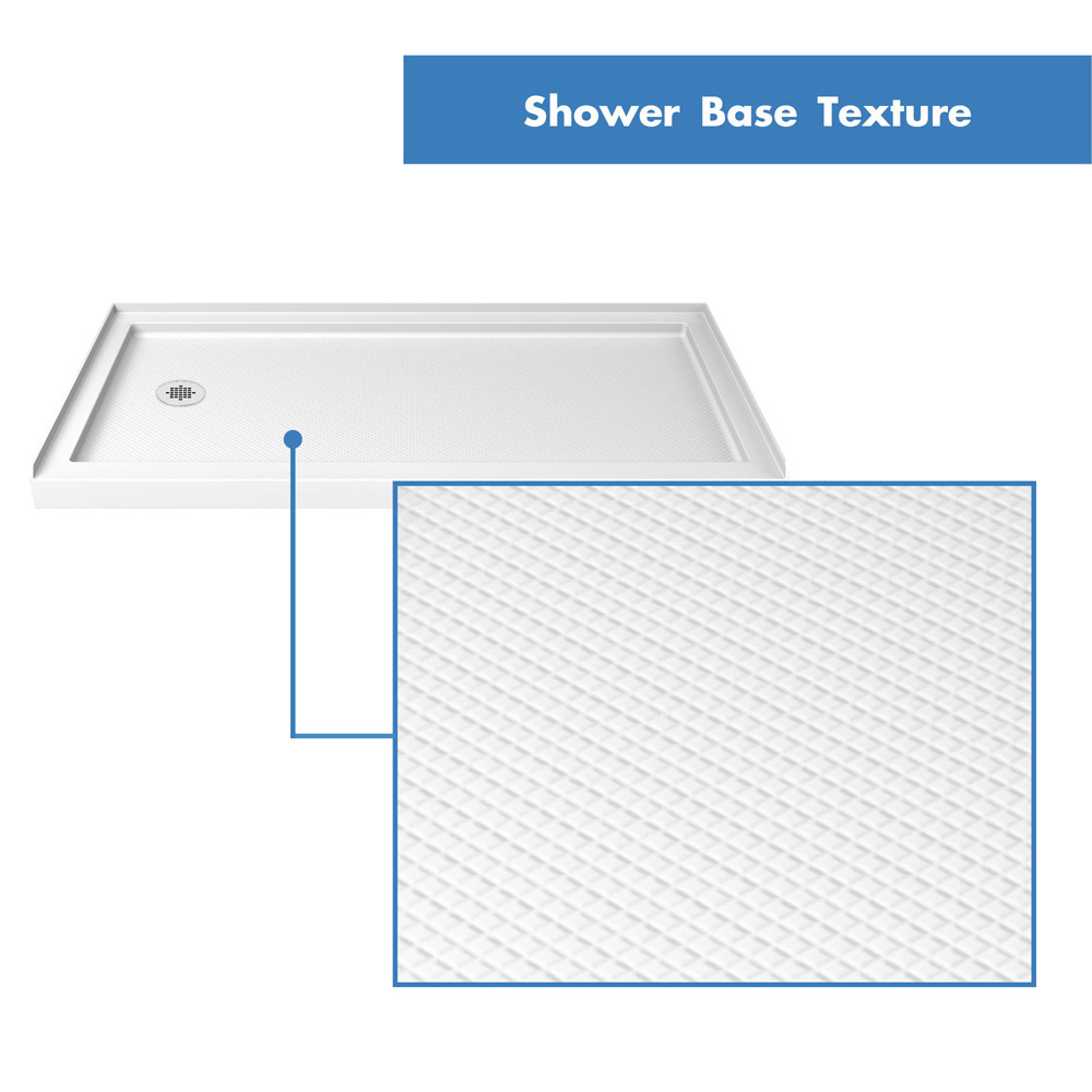 DreamLine 34 in. D x 60 in. W x 76 3/4 in. H Left Drain Acrylic Shower Base and QWALL-5 Backwall Kit In White - image 2 of 11