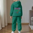 thumbnail image 4 of HUAXUN-Girls Heart Print 2PC Tracksuit Cotton Outfit Sweatshirts Sweatpants Set Youth Girls Pullover Casual Hooded Tops Pants Tracksuits,Matching Fleece Hoodie & Pants Set(C-Dark Green,2-3 Years), 4 of 6
