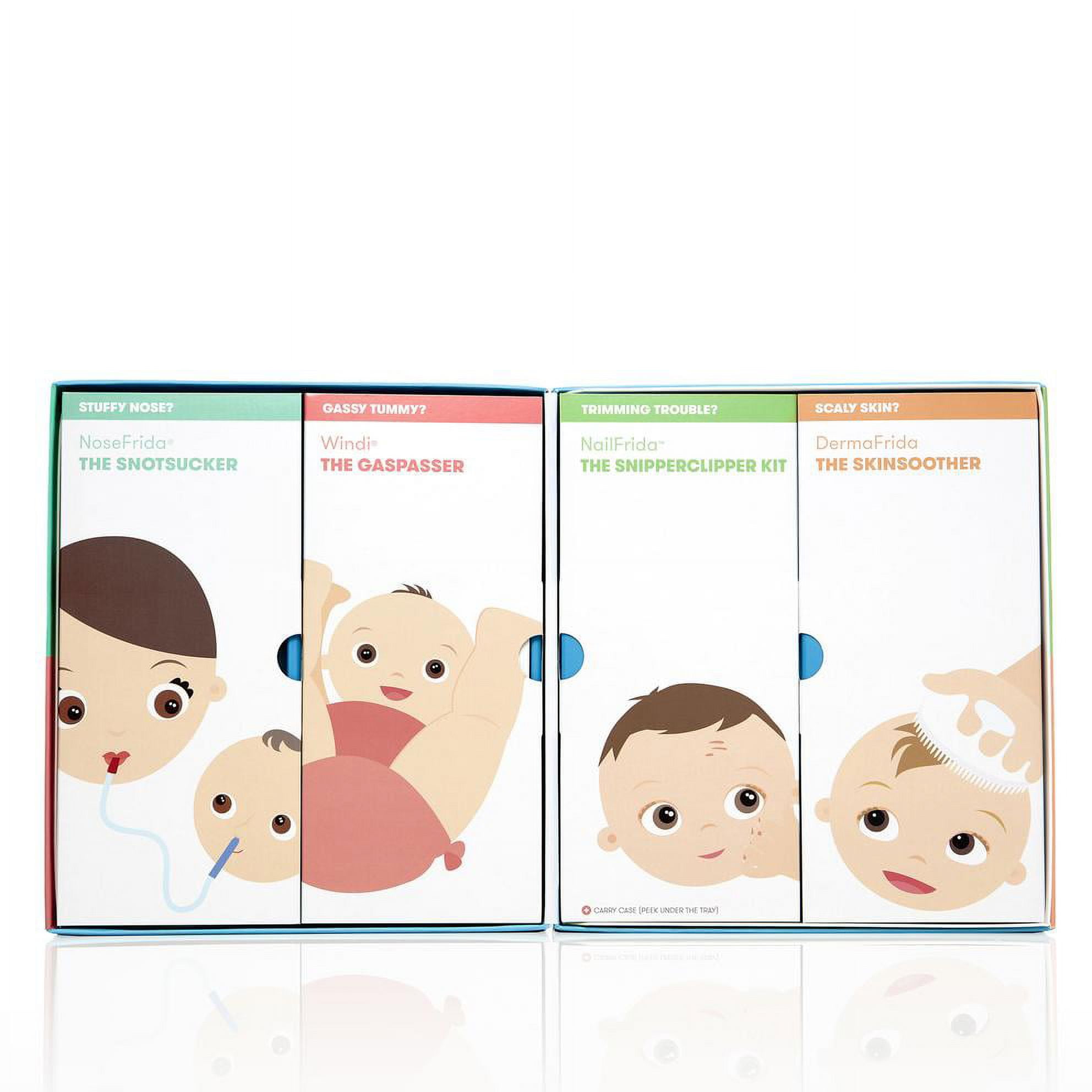Nosefrida Newborn First Aid Kit ( Nosefrida Nasal Aspirator + Case , Windi  Gas & Colic Reliever , Extra Filter, and Saline Spray ) – Tickled Babies
