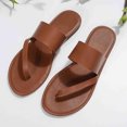 thumbnail image 5 of CQONEPT Flat Clip Toe for Womens Flat Sandals Dressy Summer Square Open Toe Sandals Flats Ankle Strap Comfortable Slip On Slide Sandals Fashion Shoes Size 8.5 Brown, 5 of 8