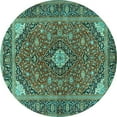thumbnail image 1 of Ahgly Company Indoor Round Persian Turquoise Blue Traditional Area Rugs, 8' Round, 1 of 4