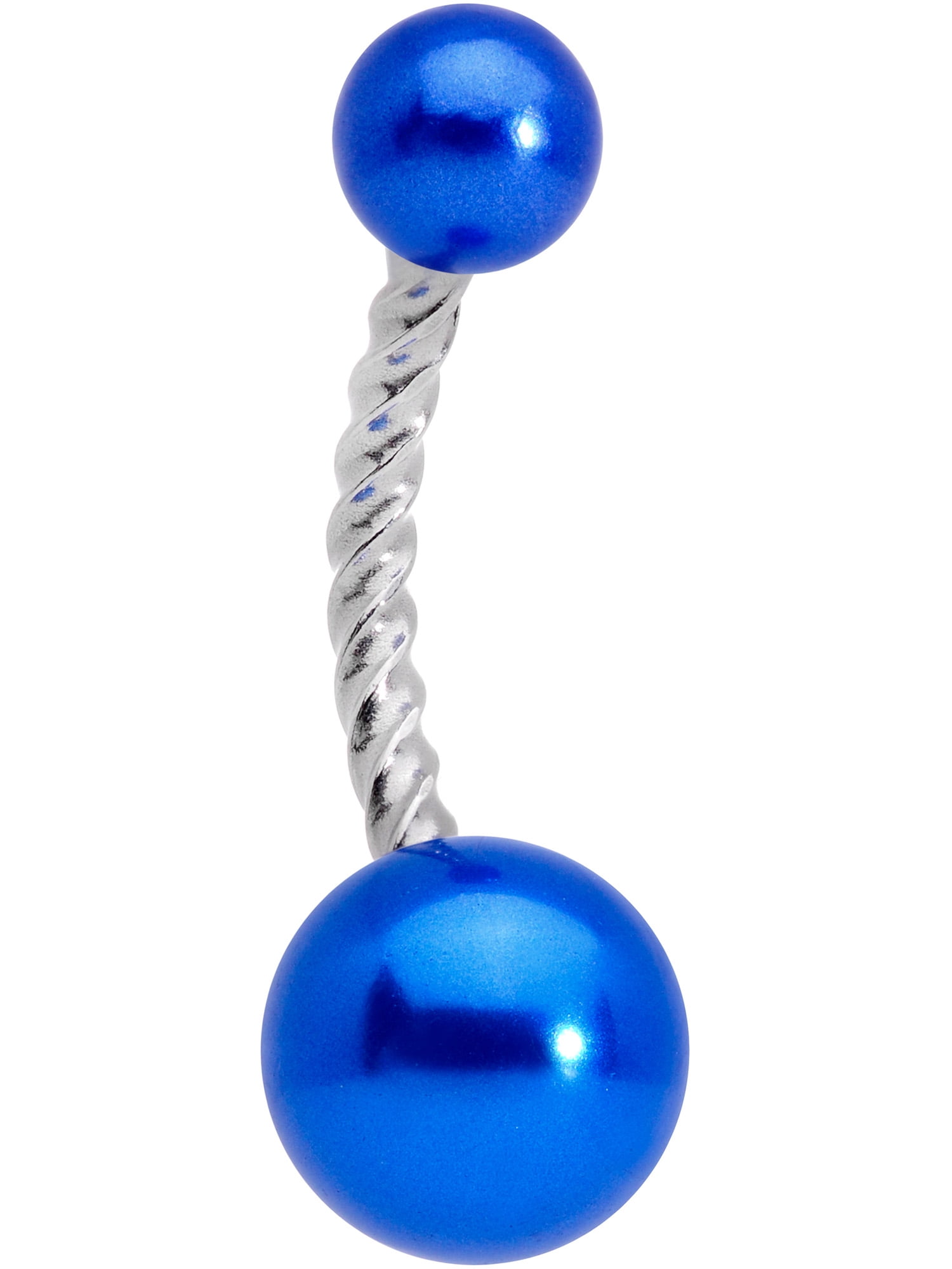 Body Candy Womens 14G 316L Stainless Steel Twisted Navel Ring Piercing Blue Pearlescent Belly