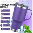 thumbnail image 3 of 20oz Insulated Tumbler with Handle Stainless Steel Travel Coffee Mug with Lid and Straw Double Wall Vacuum Leak-proof Reusable Thermal Water Cup for Hot and Cold Drinks (Purple,1 Pack), 3 of 4