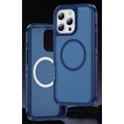 Nakedcellphone Tough Series for Apple iPhone 16 Pro Max Phone Case, Dual Layer, Anti-Fingerprint, Compatible with MagSafe - Blue