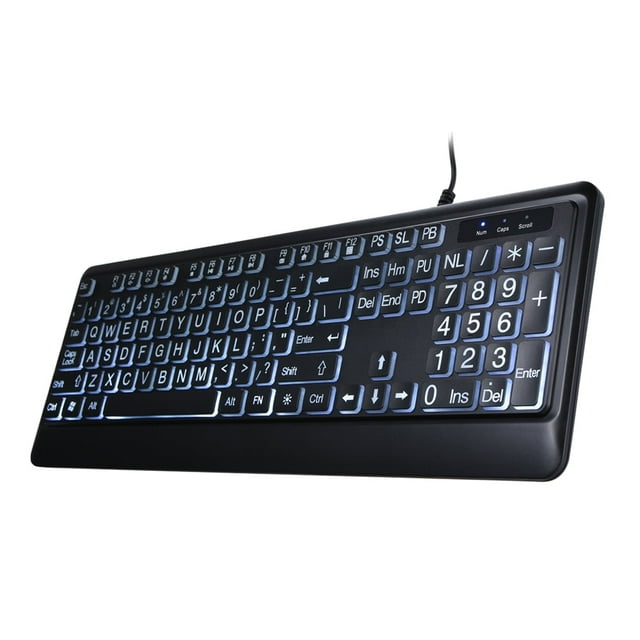 HLONK Clavier Filaire Rétroéclairé à Grande Impression Interface USB Clavier Filaire Éclairé