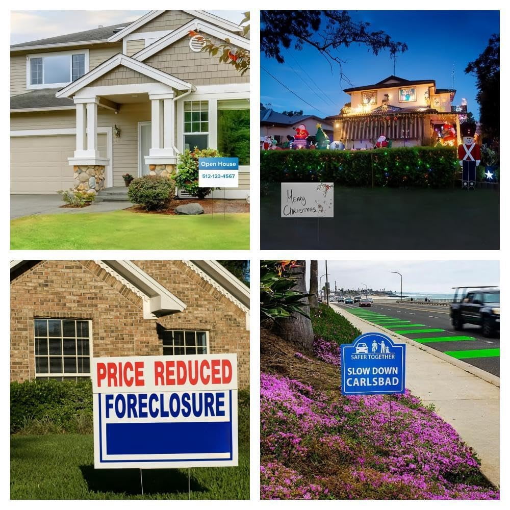 10 Pack Corrugated Plastic Yard Signs with Metal Stakes, 18 x 12 Inches, for events and advertising