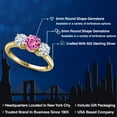 thumbnail image 2 of Gem Stone King 18K Yellow Gold Plated Silver Pink Created Sapphire and White Moissanite Engagement Ring for Women | 2.00 Cttw | Round 6MM | Gemstone September Birthstone | Size 5, 2 of 7