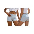 thumbnail image 2 of LMLYSoH Women's Fold Over Shorts Casual Slim Fit Stylish Striped Elastic Mid Rise Shorts, 2 of 7
