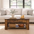 thumbnail image 3 of Renwick Modern 39" Wood Lift Top Coffee Table with Shelf for Livingroom, Rustic Brown, 3 of 10