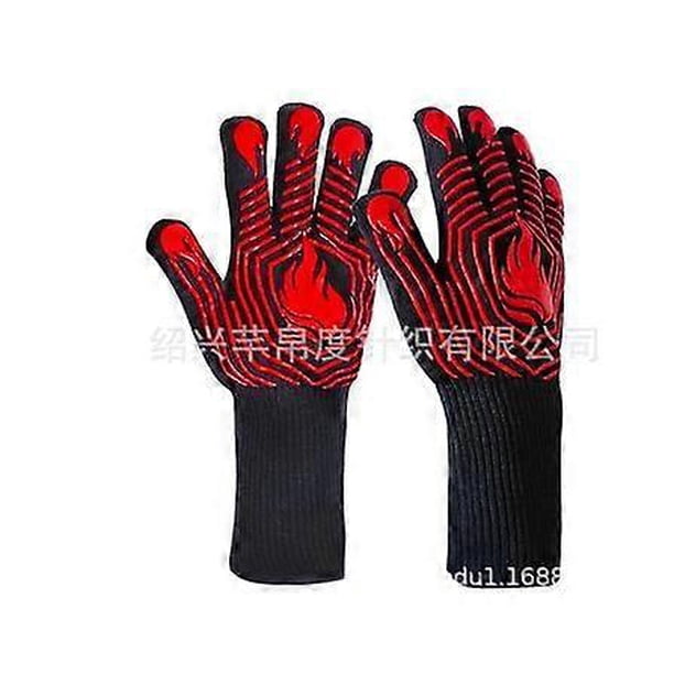 1 Pair BBQ Gloves: Heat Resistant 500C/932F Fireproof Insulated Gloves - Non-slip Grilling Oven Mitts for Baking Cooking Microwave