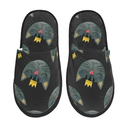Balery Faces Of The Cat Slient Indoor Furry Fleece Comfort House Shoes Soft Non-Slip Home Shoes Cotton slippers House Slippers-- Medium