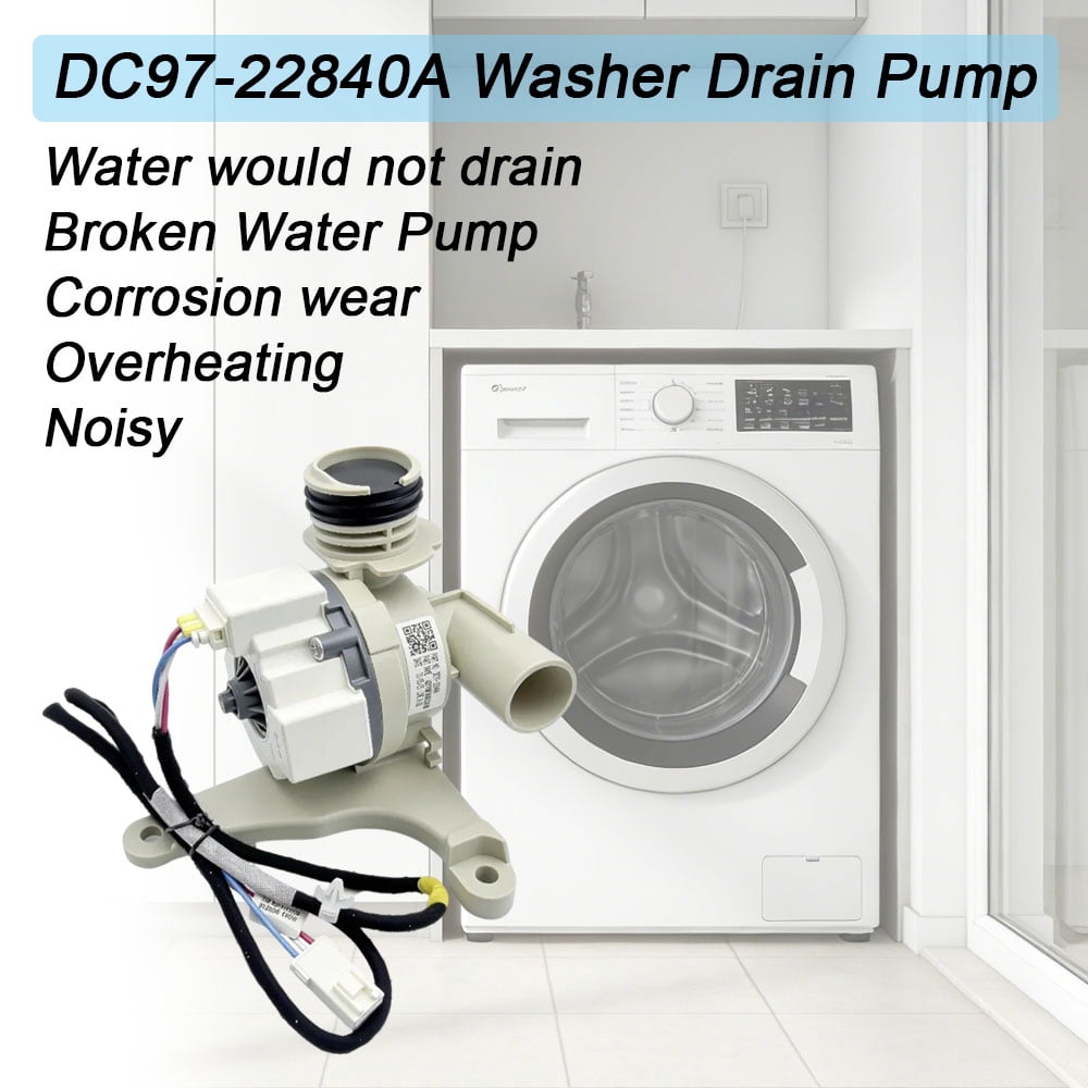 TOP-MAX DC97-22840A Washer Drain Pump Assembly, Fit for Samsung Washing Machine, Replace DC31-00201A, BD11-1A, DC61-05376A, AP7187712, PS16735612, EAP16735612, PD00077665