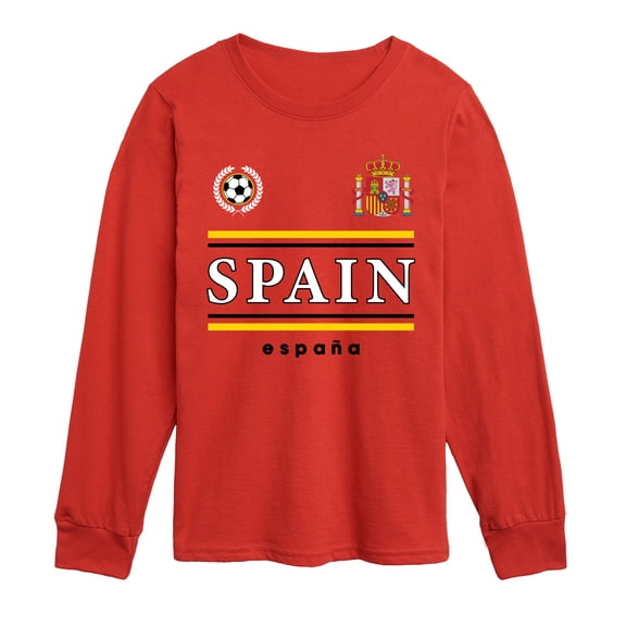 Instant Message - Spain Soccer Jersey - Youth Boys Long Sleeve Graphic T-Shirt