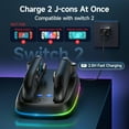 thumbnail image 2 of Base de carga para Nintendo Switch 2 Joy-Con con 9 luces RGB e indicador LED, 2,5 horas de carga rápida y soporte que ahorra espacio, 2 of 8