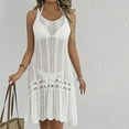 thumbnail image 6 of Nfurl Women's Beach Cover up Dresses Elegant Hollow Out Sleeveless Swimsuit Coverups Casual Summer Vacation Swimwear Crochet Cover ups White L, 6 of 8
