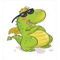 thumbnail image 3 of Dragon Duvet Cover Set, Funny Cartoon Style Character in Sunglasses Summer Vibes, Decorative 3 Piece Bedding Set with 2 Pillow Shams, Queen Size, Apple Green Multicolor, by Ambesonne, 3 of 3