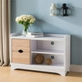 thumbnail image 2 of Smart Home Furniture 2-Shelf Contemporary Wood Shoe Bench in White/Natural, 2 of 3