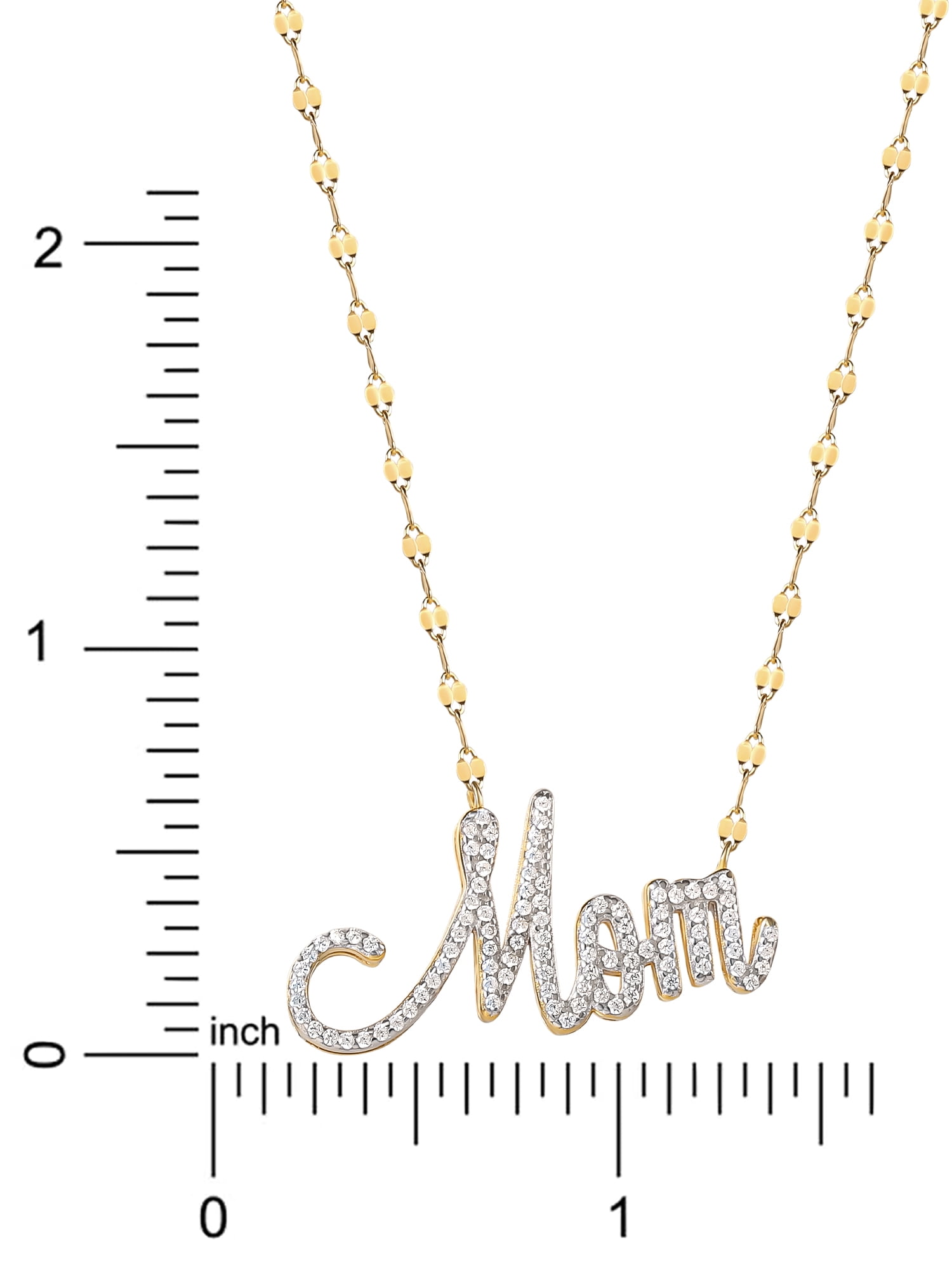 Brilliance Women's Gold and Rhodium Plated Sterling Silver Pave Mom CZ Necklace