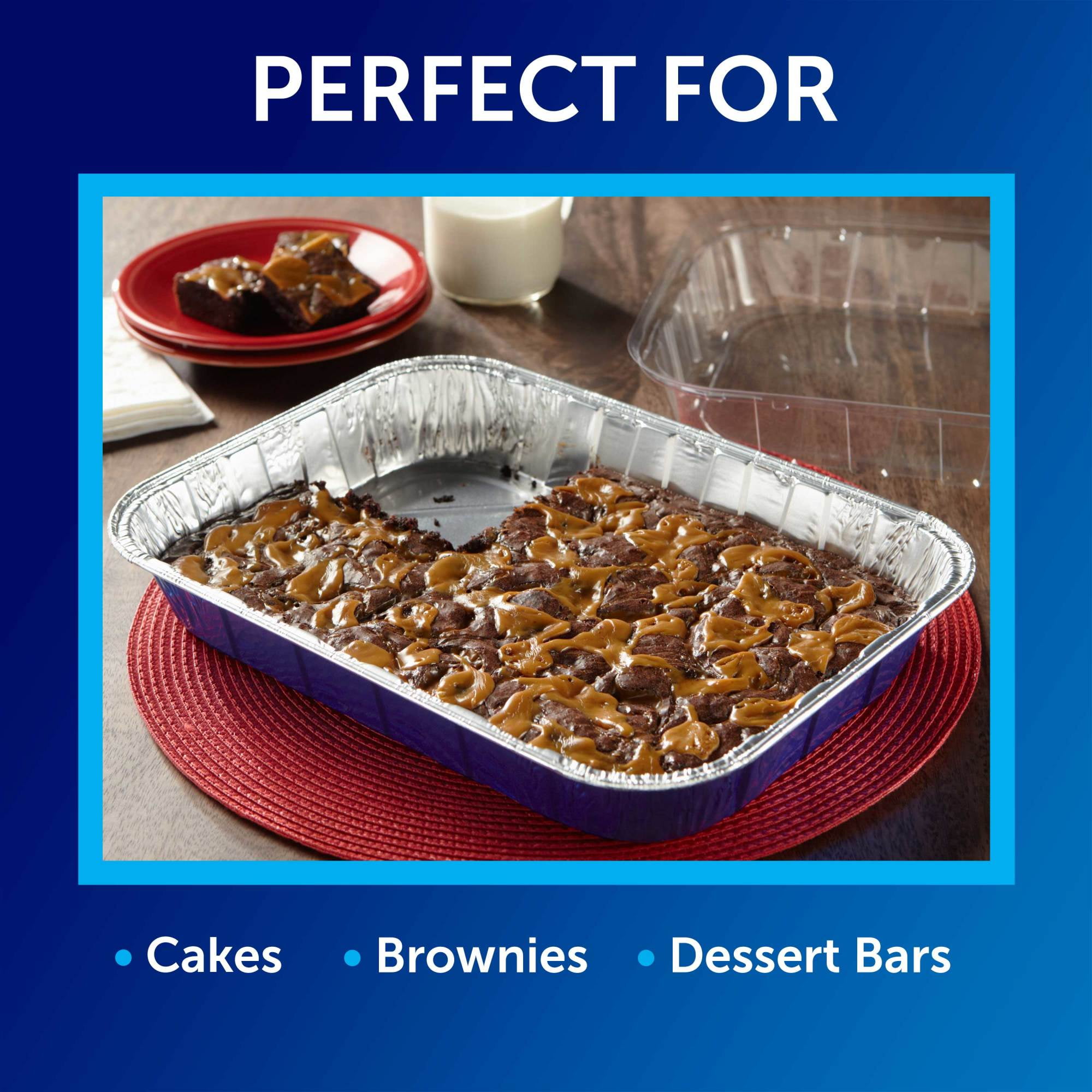 Reynolds Kitchens Non-Stick Disposable Aluminum Baking Pans with Lids, Blue, 13 x 9 in., 2 Count