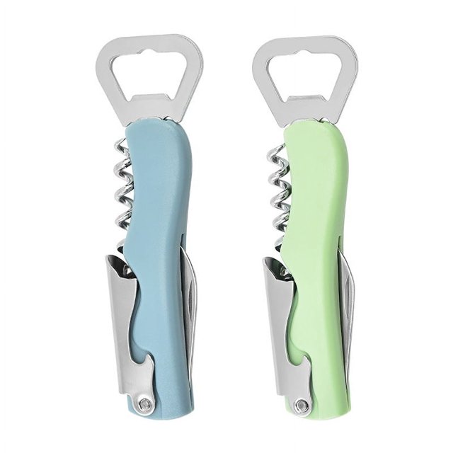 2 sacacorchos de vino para el hogar, abridor de vino animado multifuncional, abridor de botellas de cerveza de vino, cuchillo portátil de plástico marino, mango ergonómico (color: azul y verde) oso de fresa Electrónica