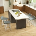 thumbnail image 2 of Gymax 2PCS 24'' Upholstered Barstools w/ Low Back Footrest Wood Legs for Kitchen Island, 2 of 10