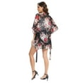 thumbnail image 6 of WBQ Womens 3/4 Sleeve Floral Print Swimsuit Sunscreen Blouse Kimono Sheer Chiffon Loose Cardigan S-XXL, 6 of 8