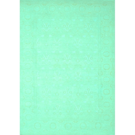 Ahgly Company Machine Washable Indoor Rectangle Solid Turquoise Blue Modern Area Rugs, 8' x 10'
