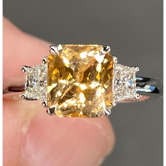 Lab created 4.5 Ctw Orange Sapphire Ring Engagement Ring, Beautiful Ring Gift love