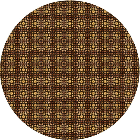 Ahgly Company Indoor Round Patterned Black Bean Brown Area Rugs, 5' Round