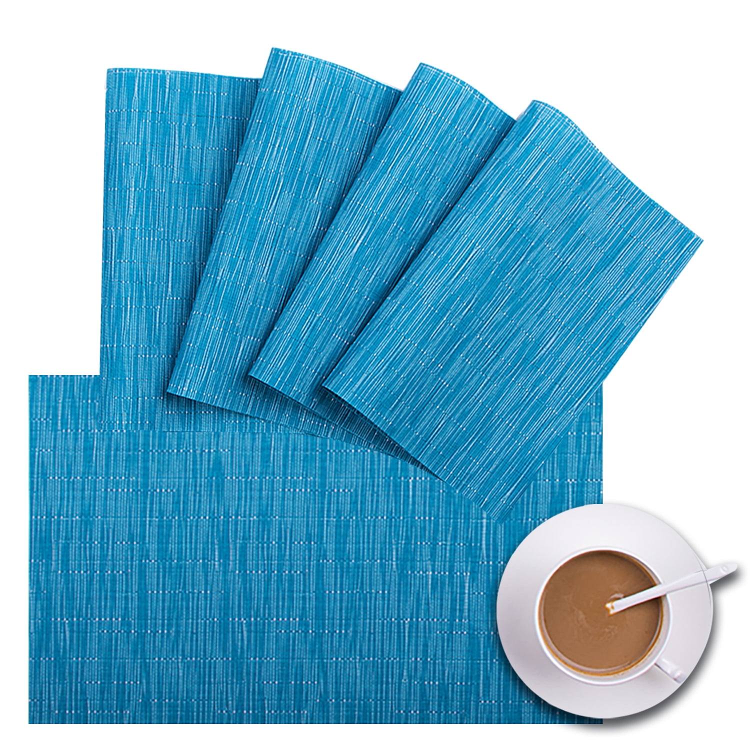 Placemats Set of 4, PVC Placemats, 12in x 18in, Blue