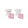 thumbnail image 2 of BemeyourBBs 2Pcs Toddler Baby Girls Summer Clothes Baseball Outfit Puff Short Sleeve Crew Neck Baseball Bow Embroidery T Shirt Tops and Elastic Waist Shorts Set, 2 of 9