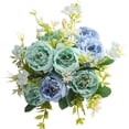 thumbnail image 2 of Blue Artificial Peony Bouquet Lifelike No Fade Flowers for Wedding Table Centerpiece Decor, by Bradem, 2 of 8