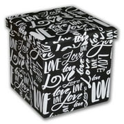Jessar - Ottoman / Footstool with Storage, Cubic, From the Love Collection, Writing Motif