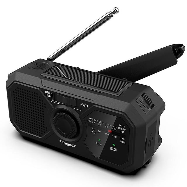 Hand Crank Solar Radio Survival AM/FM Dynamo Radio USB-C 1200mAh Rechargeable with LED Flashlight SOS Alarm