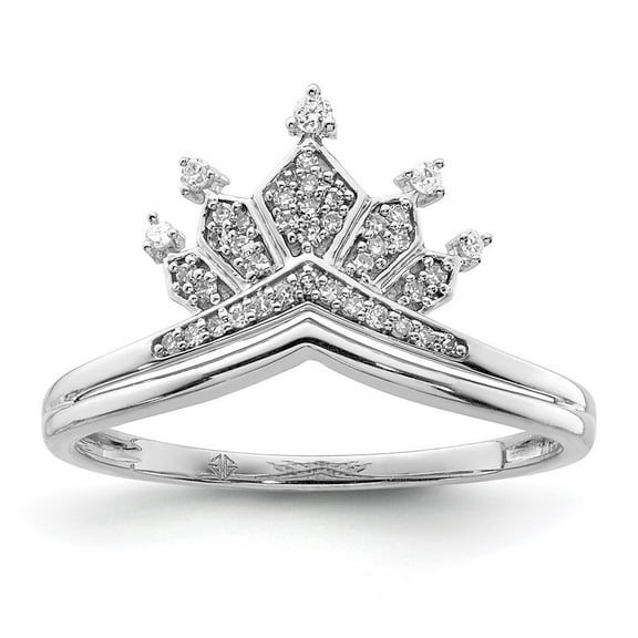 Auriga 925 Sterling Silver Diamond Crown Ring Size 7 for Women