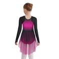thumbnail image 2 of Doomiva Kids Girls Gradient Figure Skating Dress Shiny Rhinestone Mesh Long Sleeve Dance Competitions Training Outfit Hot Pink 8, 2 of 7