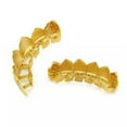 thumbnail image 5 of HOOUN Hip Hop Grills Fangs Top Bottom Set 5A+ CZ 18K Gold Silver Plated Teeth Grillz-Gold and Silver, 5 of 8